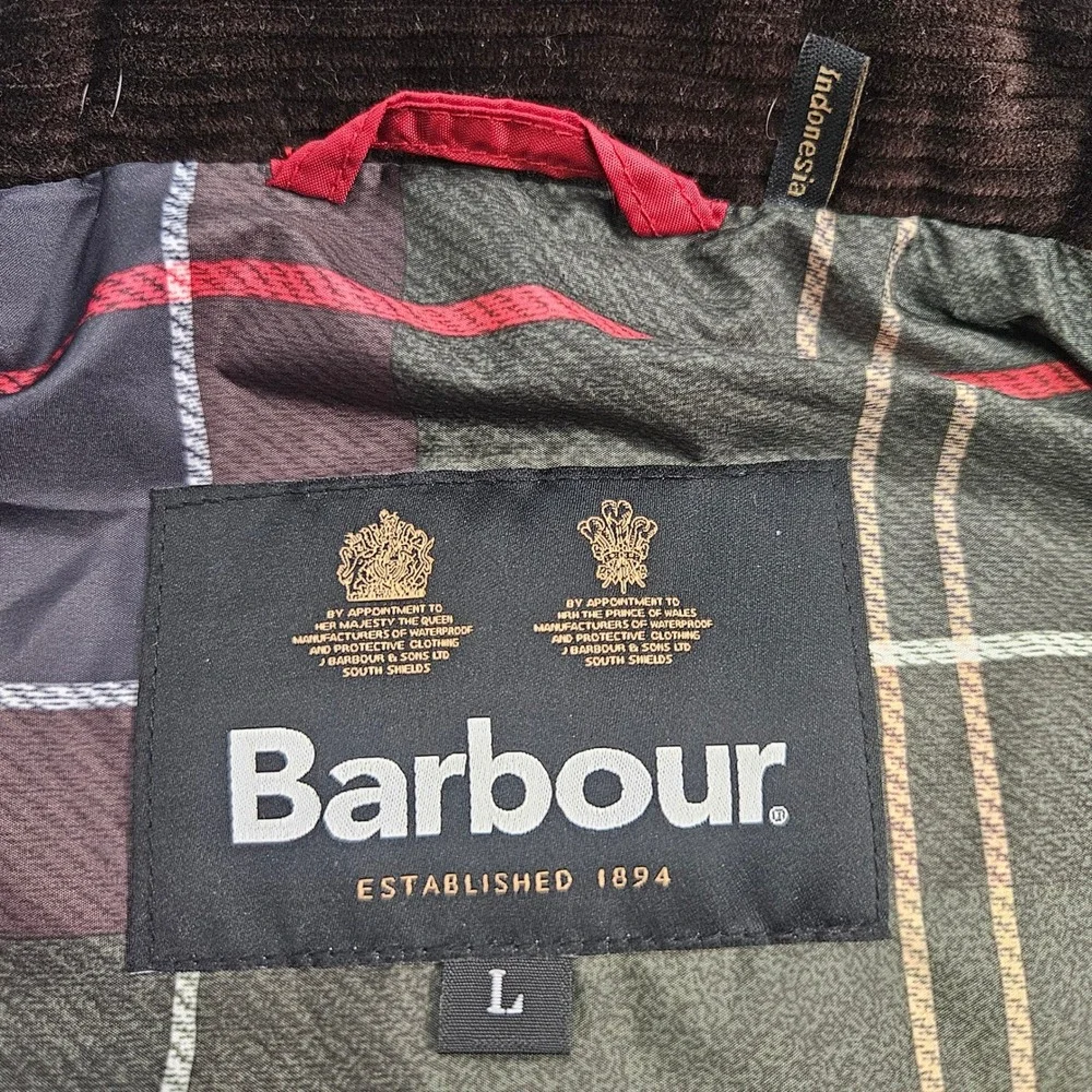 Barbour Finn Gilet Mens Red Quilted Vest Diamond Stitch Tartan Lining Size Large